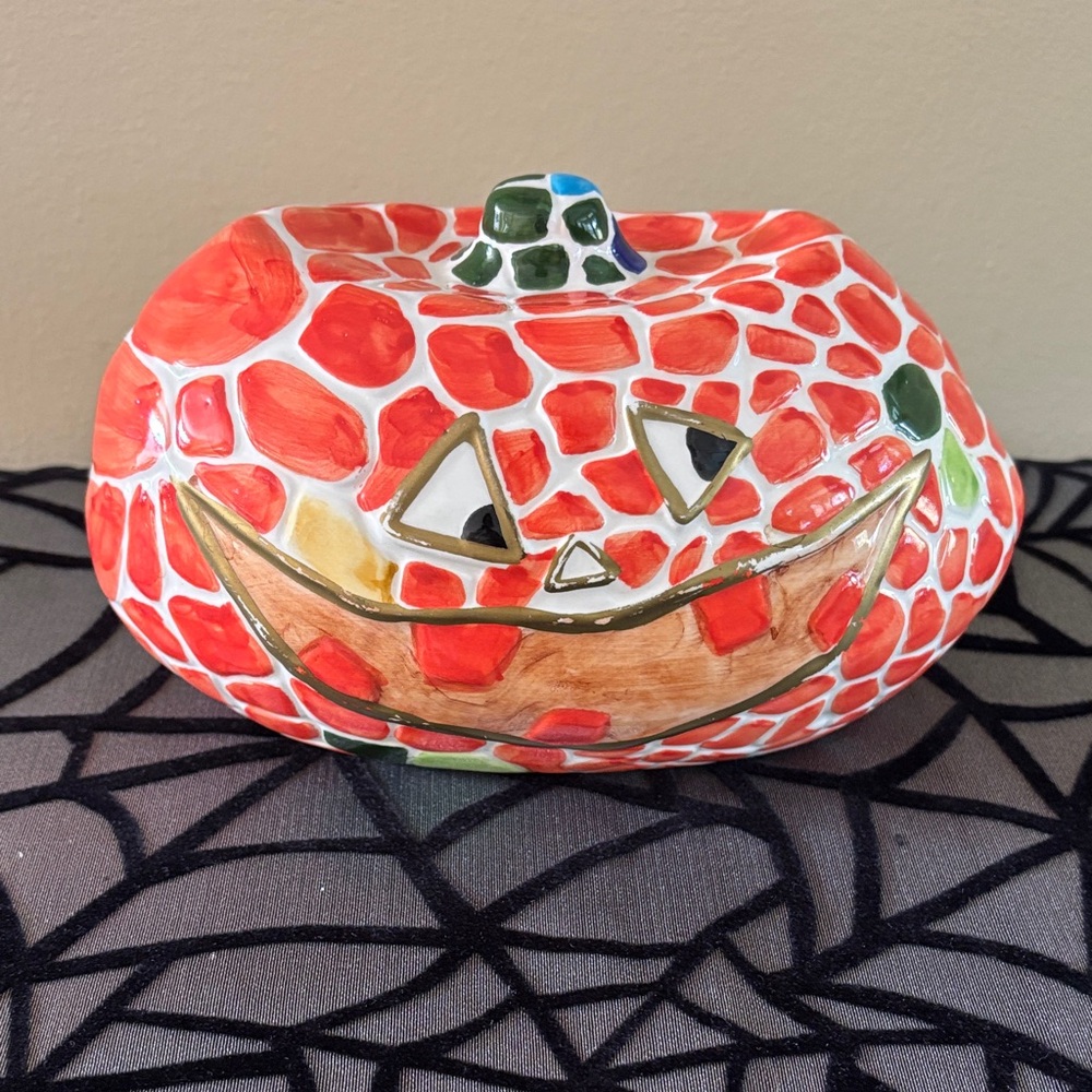 Vintage Colorful Mosaic Pumpkin Decoration